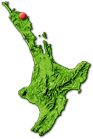 North Island map showing Russell